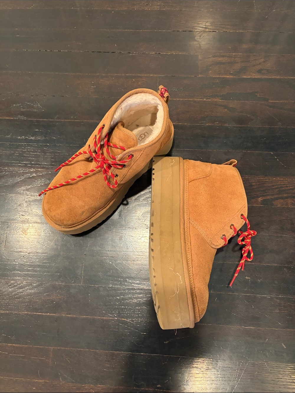 UGG Suede Lace-Up Casual Boot in Chestnut.